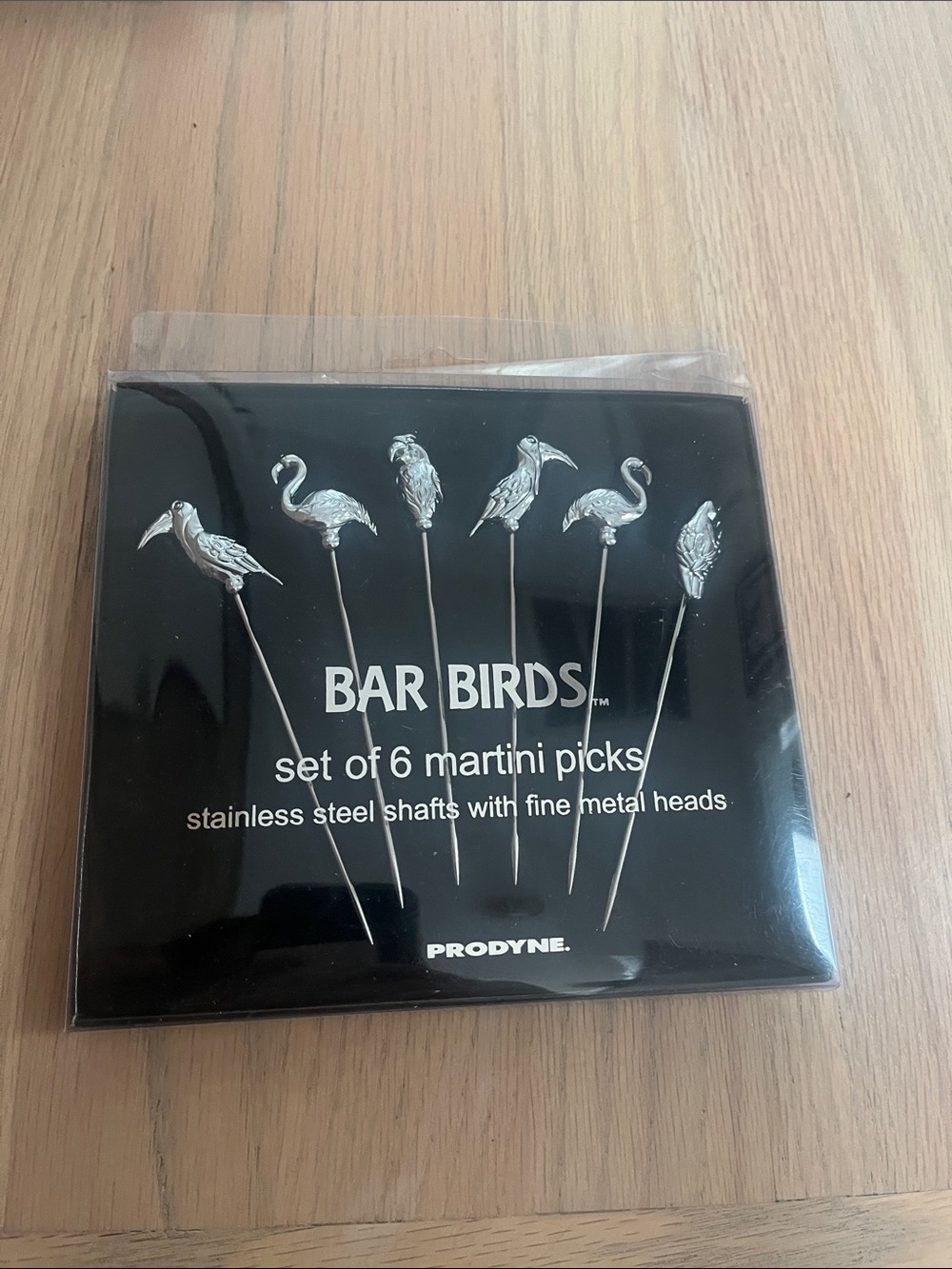 Bar Birds Set of 6 Silver Martini Picks